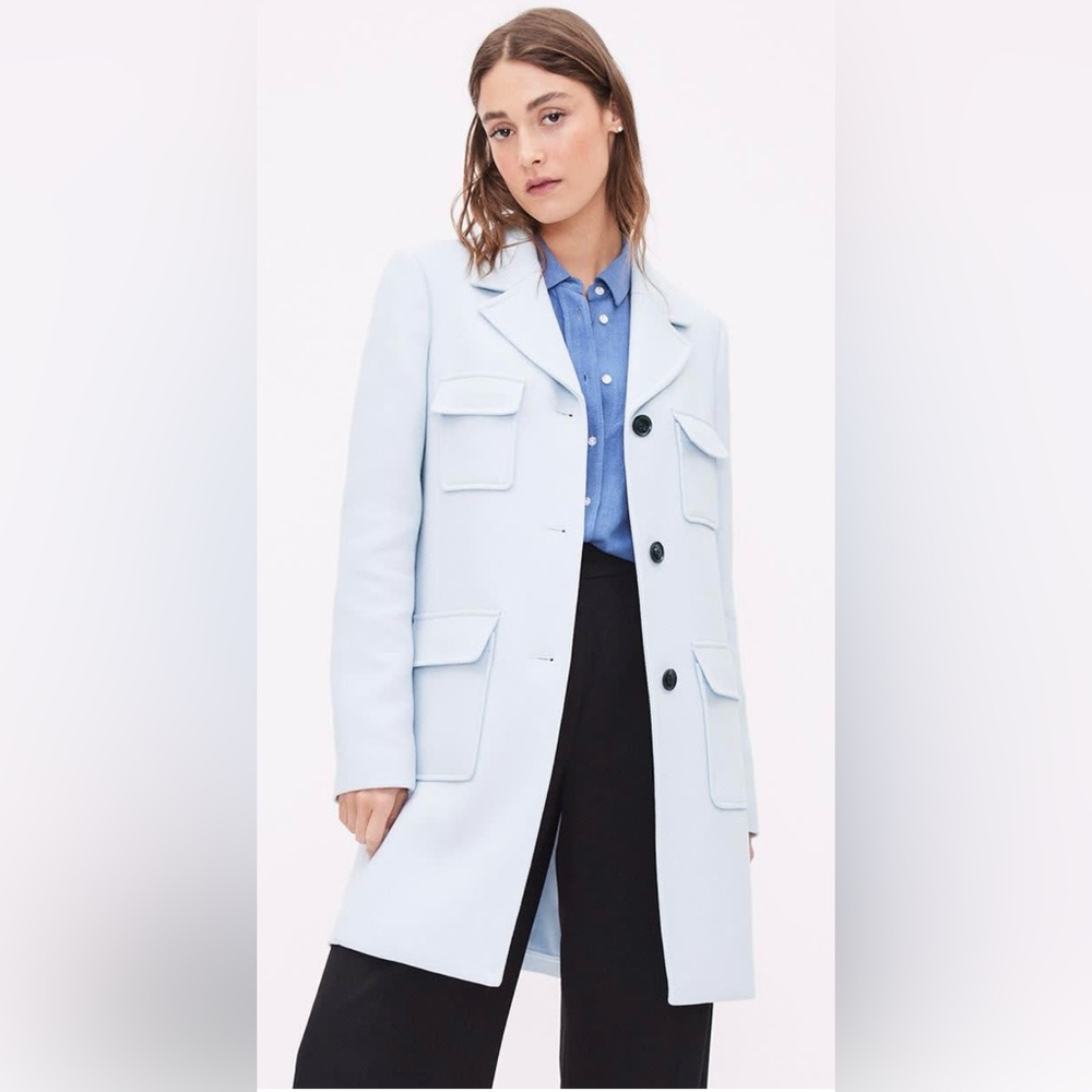 RW&CO. Gorgeous light blue long twill coat